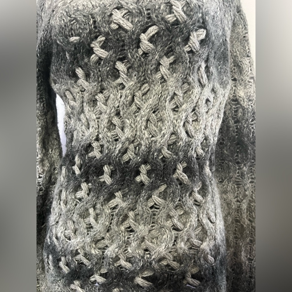 Sundance sweater alpaca‎ wool cable knit Gradient gray small eclectic grunge - Picture 3 of 7